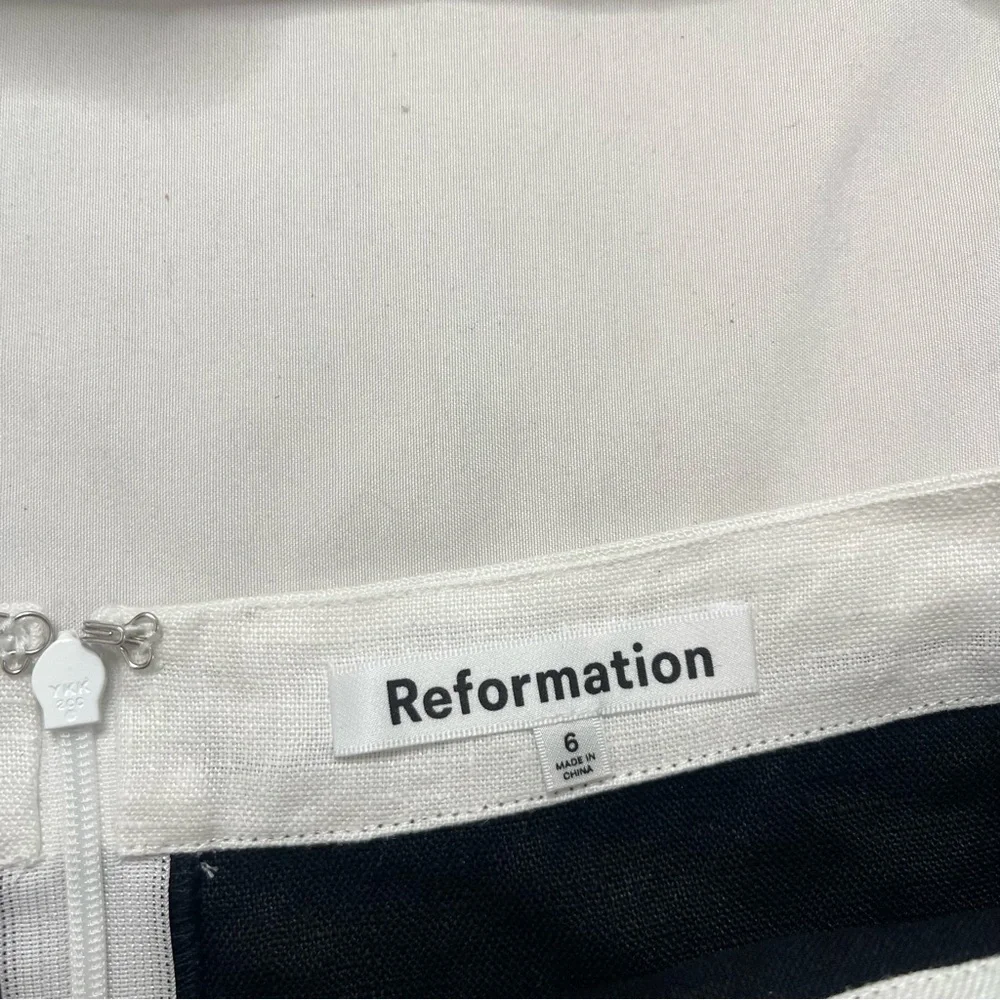 Reformation Robbie Linen Black and White Two Piece Skirt and Top Set Size 6 NWT